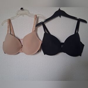 bebe Lot 2 Piece Black and Tan Women's Bras Push-up Size 38DD Pre-owned